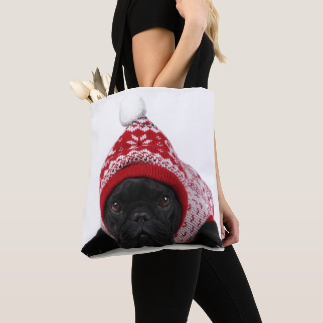 Tote Bag Bouledogue avec le chandail à capuchon (De près)