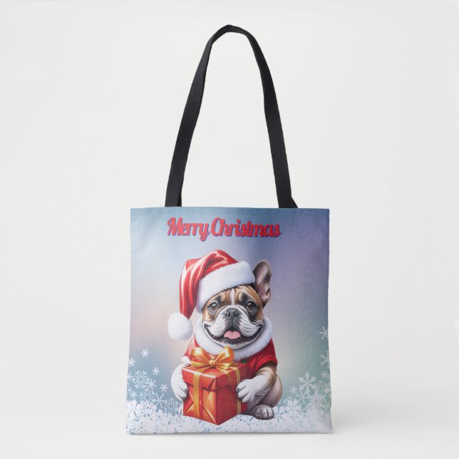 Tote Bag Bouledogue français avec cadeau Noël (Devant)