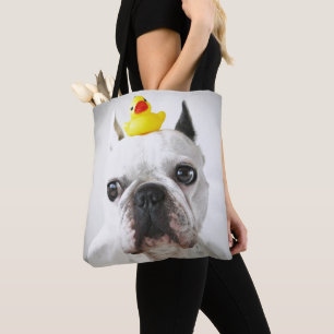 Tote Bag Bouledogue français avec le canard en caoutchouc