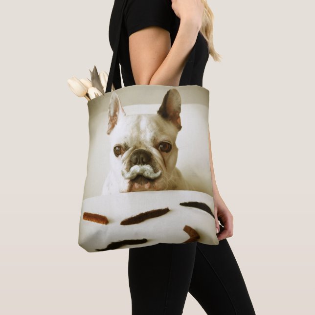 Tote Bag Bouledogue français avec une moustache (De près)