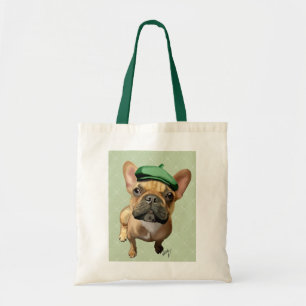 Tote Bag Bouledogue français Brown avec le casquette vert