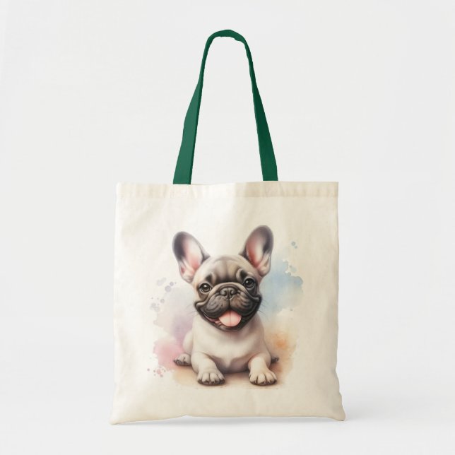 Tote Bag Bouledogue français en aquarelle (Devant)