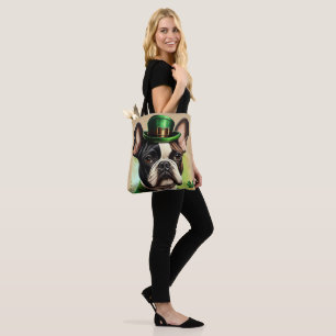 Tote Bag Bouledogue français en tenue de la Saint-Patrick