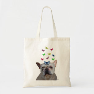 Tote Bag Bouledogue français et papillons blancs