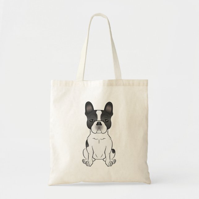 Tote Bag Bouledogue français pie noir / Frenchie Chien mign (Devant)