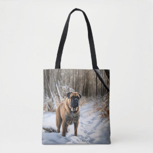 Tote Bag Bouledogue Let It Snow Noël