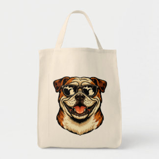 Tote Bag Bouledogue Michigan portant des lunettes de soleil