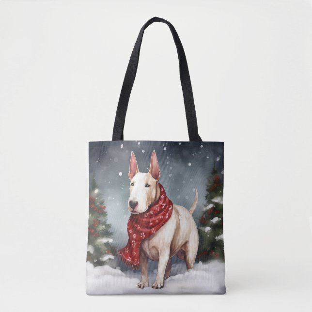 Tote Bag Bouledogue Terrier dans la neige de Noël  (Devant)