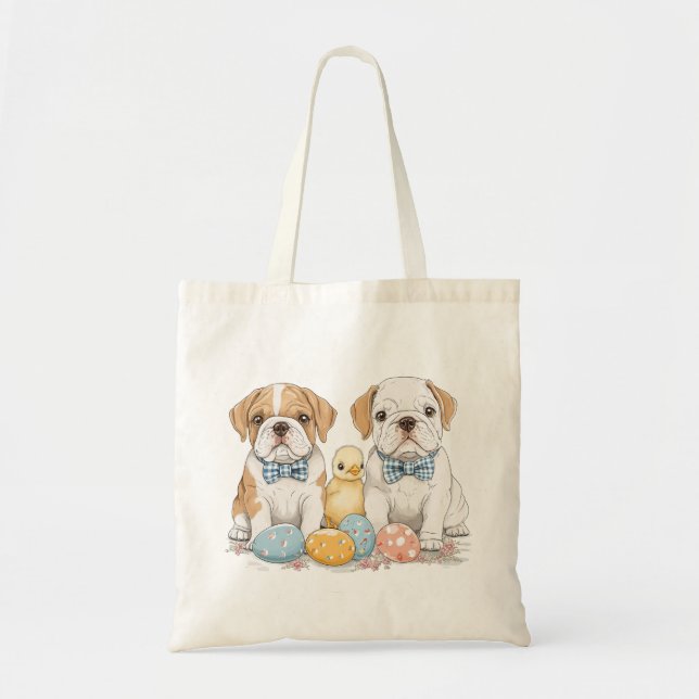 Tote Bag Bouledogues anglais de Pâques (Devant)