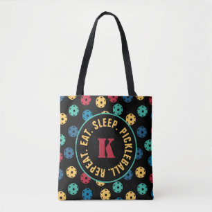 Tote Bag 😍 boules à sabots rétro / noir avec initial