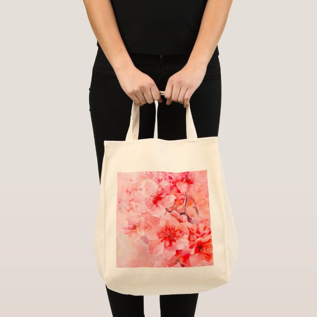 Tote Bag Boules de fleurs de cerisier d'aquarelle (Devant (produit))