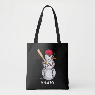 Tote Bag Boules de neige de baseball avec nom personnalisé