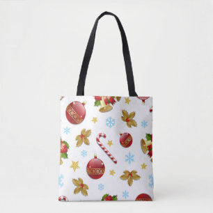 Tote Bag Boules de Noël rouges et dorées, saint de Noël
