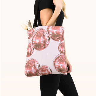 Tote Bag Boules Disco Roses, Lameur Rétro, Esthétique Fille