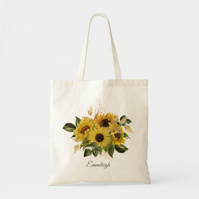 Tote Bag Bouquet Belles Tournesols Brown Jaunes (Devant)