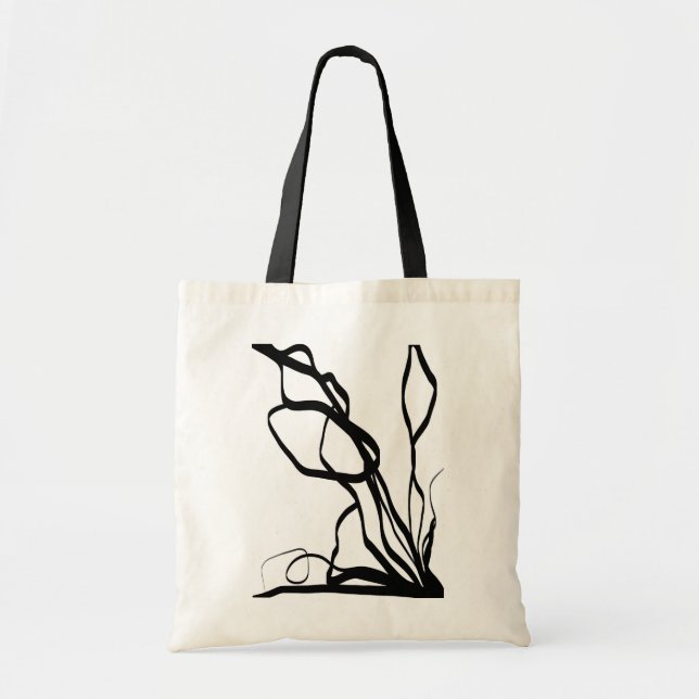 Tote Bag Bouquet Blanc : Abstrait blanc & noir (Devant)