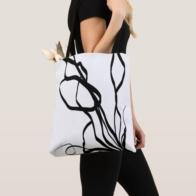 Tote Bag Bouquet Blanc : Abstrait blanc & noir (De près)