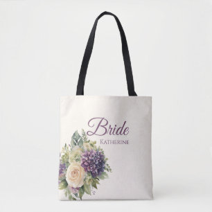 Tote Bag Bouquet-Bride-Aquarelle violette