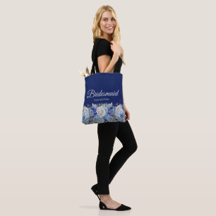 Tote Bag Bouquet de fleurs bleues à l'aquarelle - Cadeau po