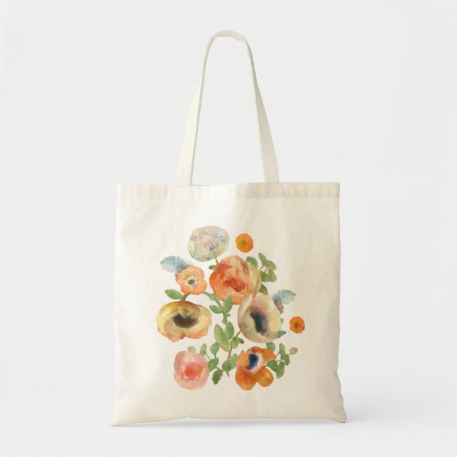 Tote Bag Bouquet de fleurs de printemps orange (Devant)