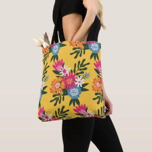 Tote Bag Bouquet de fleurs d'été sur or