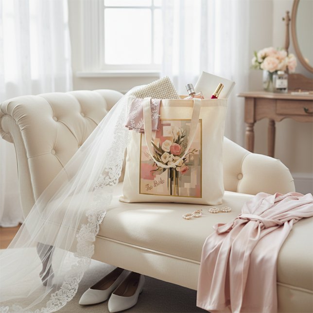 Tote Bag Bouquet de fleurs nuptiales géométriques tendance (Créateur téléchargé)