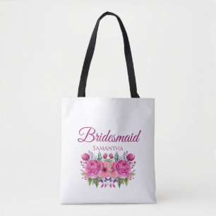Tote Bag Bouquet de fleurs roses à l'aquarelle - Cadeau pou