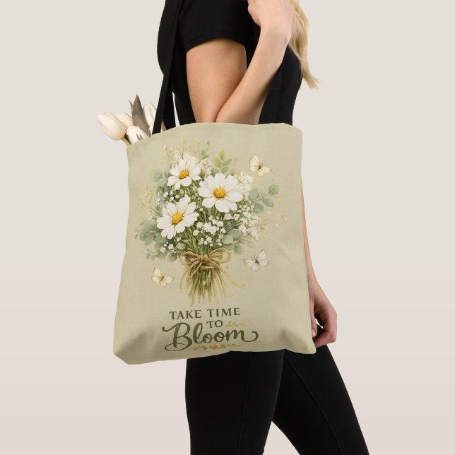 Tote Bag Bouquet de fleurs sauvages blanches (De près)