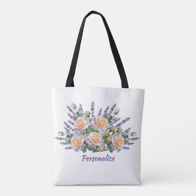 Tote Bag Bouquet de fleurs tendance et élégant Personnalise (Dos)
