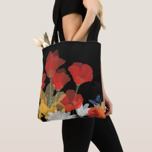 Tote Bag Bouquet de Fluers et Noir