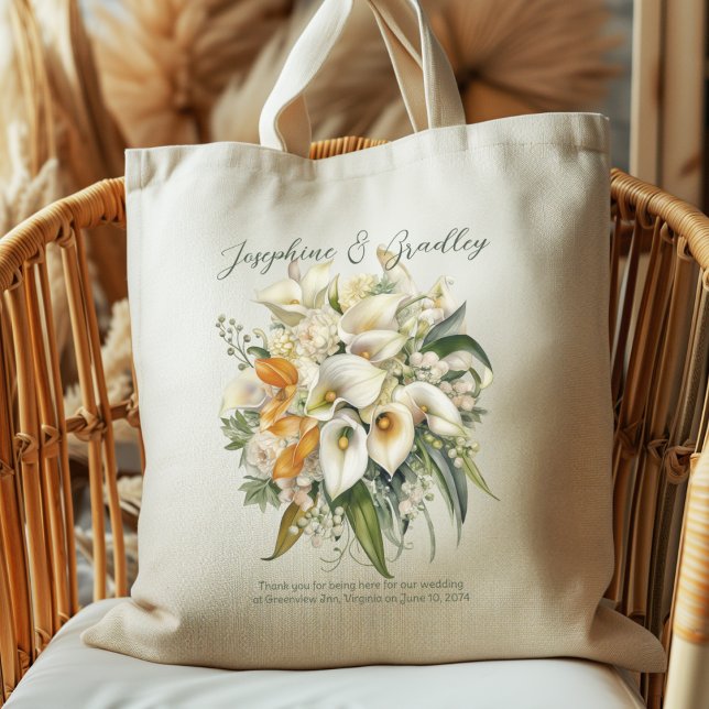 Tote Bag Bouquet de lis calla de mariage Bienvenue (Créateur téléchargé)