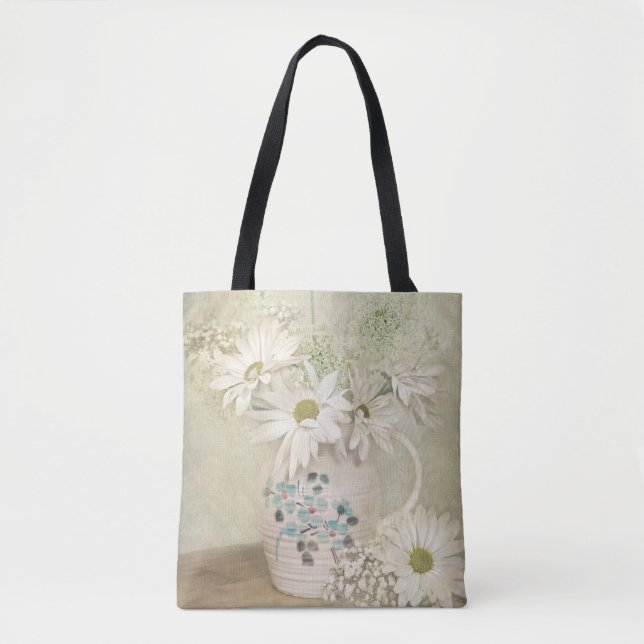 Tote Bag bouquet de marguerite de vitnage dans vieille broc (Devant)