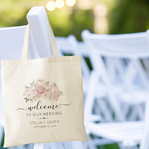 Tote Bag Bouquet de pivoines avec feuillage pour mariage de