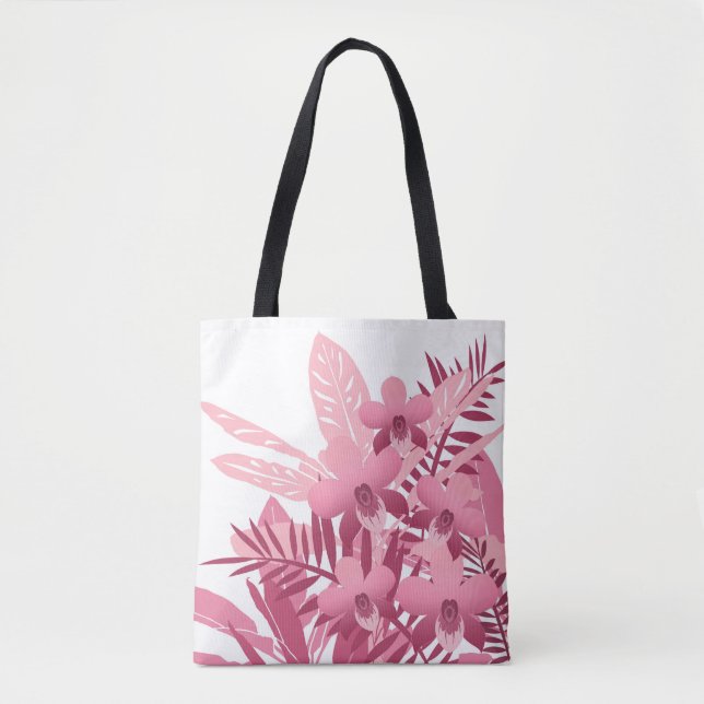 Tote Bag Bouquet de plantes tropicaux roses (Devant)