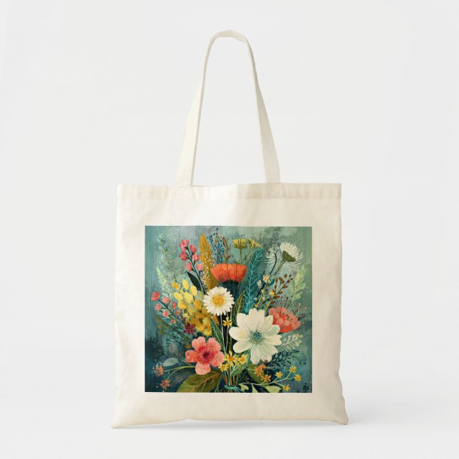 Tote Bag Bouquet de printemps coloré (Devant)