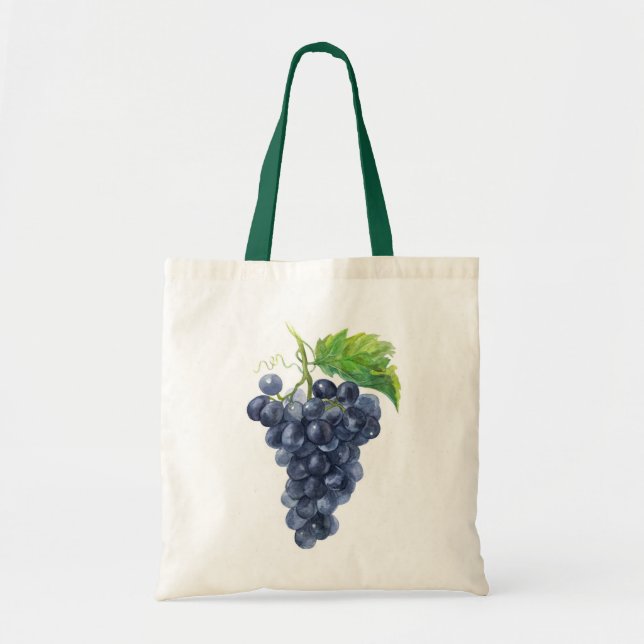 Tote Bag Bouquet de raisins Aquarelle art (Devant)