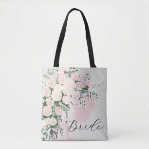 Tote Bag Bouquet de rose wisteria en voile rose clair de la