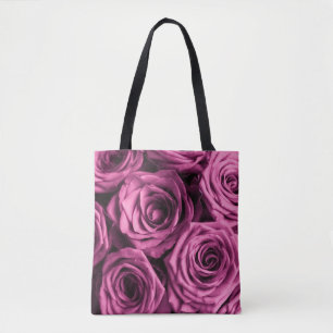 Tote Bag Bouquet de roses violets, fleurs fleuris arrière -