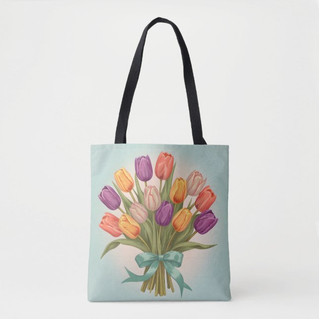 Tote Bag Bouquet de tulipes de printemps (Devant)