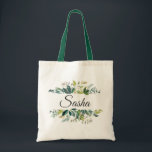 Tote Bag Bouquet de verdure de jardin personnalisé<br><div class="desc">Sac fourre-tout personnalisé par bouquet à feuillage de verdure de jardin. Style de police,  couleur et taille de personnaliser.</div>