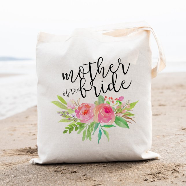 Tote Bag Bouquet floral aquarelle mère de la mariée (Créateur téléchargé)