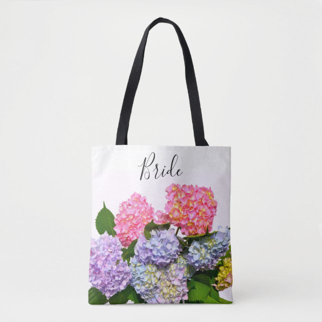 Tote Bag Bouquet floral bleu violet rose élégant Bride (Devant)