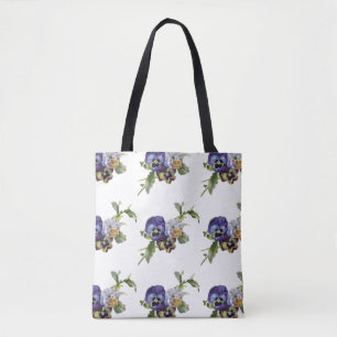 Tote Bag Bouquet Floral de Pensées Vintage -