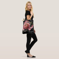Bouquet floral rose romantique sur fond noir