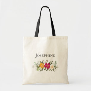 Tote Bag Bouquet floral vibre Nom de la servante 