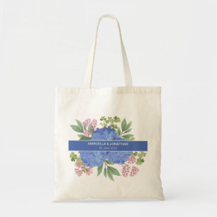 Tote Bag Bouquet moderne Blue Hydrangeas Personnalisé