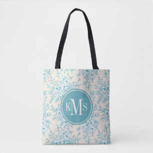 Tote Bag Bouquet Rose bleu Jardin Motif Floral