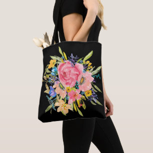 Tote Bag Bouquet Rose d'aquarelle