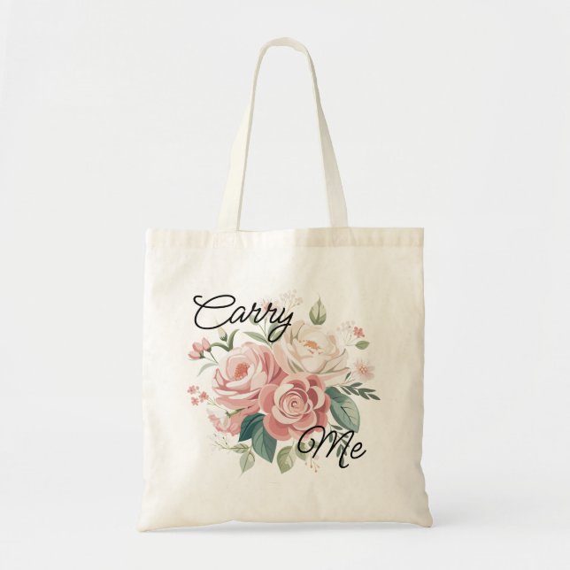 Tote Bag Bouquet Rose Rose Carry Me (Devant)