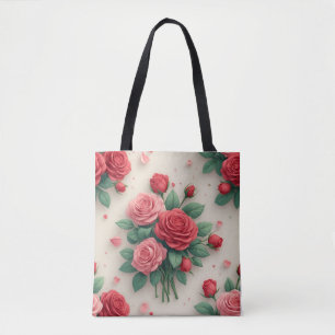 Tote Bag Bouquets de roses roses et rouges élégants